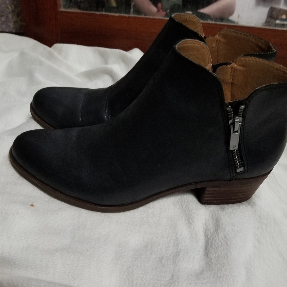 Lucky Brand Black Leather Ankle Boots